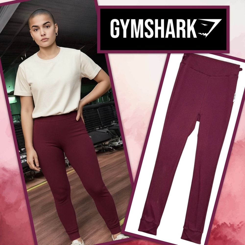 Gymshark Slounge Ribbed Tulip Hem Leggings Maroon XL